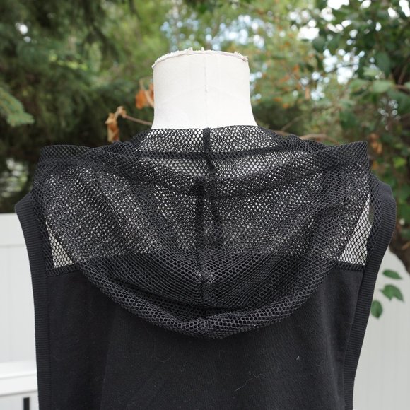 Athleisure Black Mesh Muscle Tank Top Hoodie - Picture 6 of 6